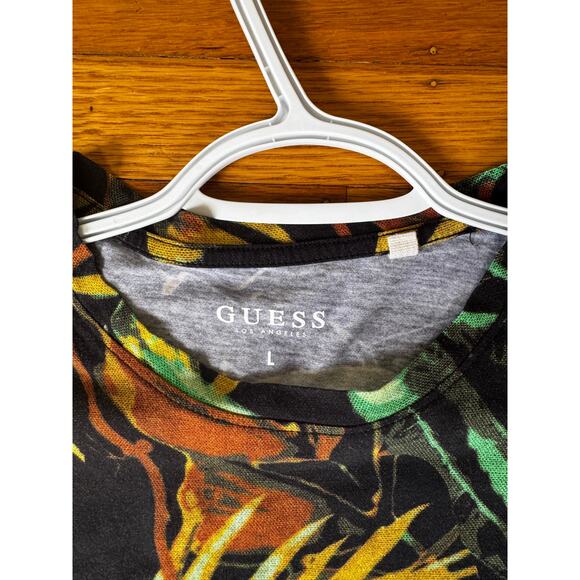 Guess Mens Tropical Jungle Palm Tree Print Short Sleeve Crewneck T-Shirt Size L - Picture 2 of 2